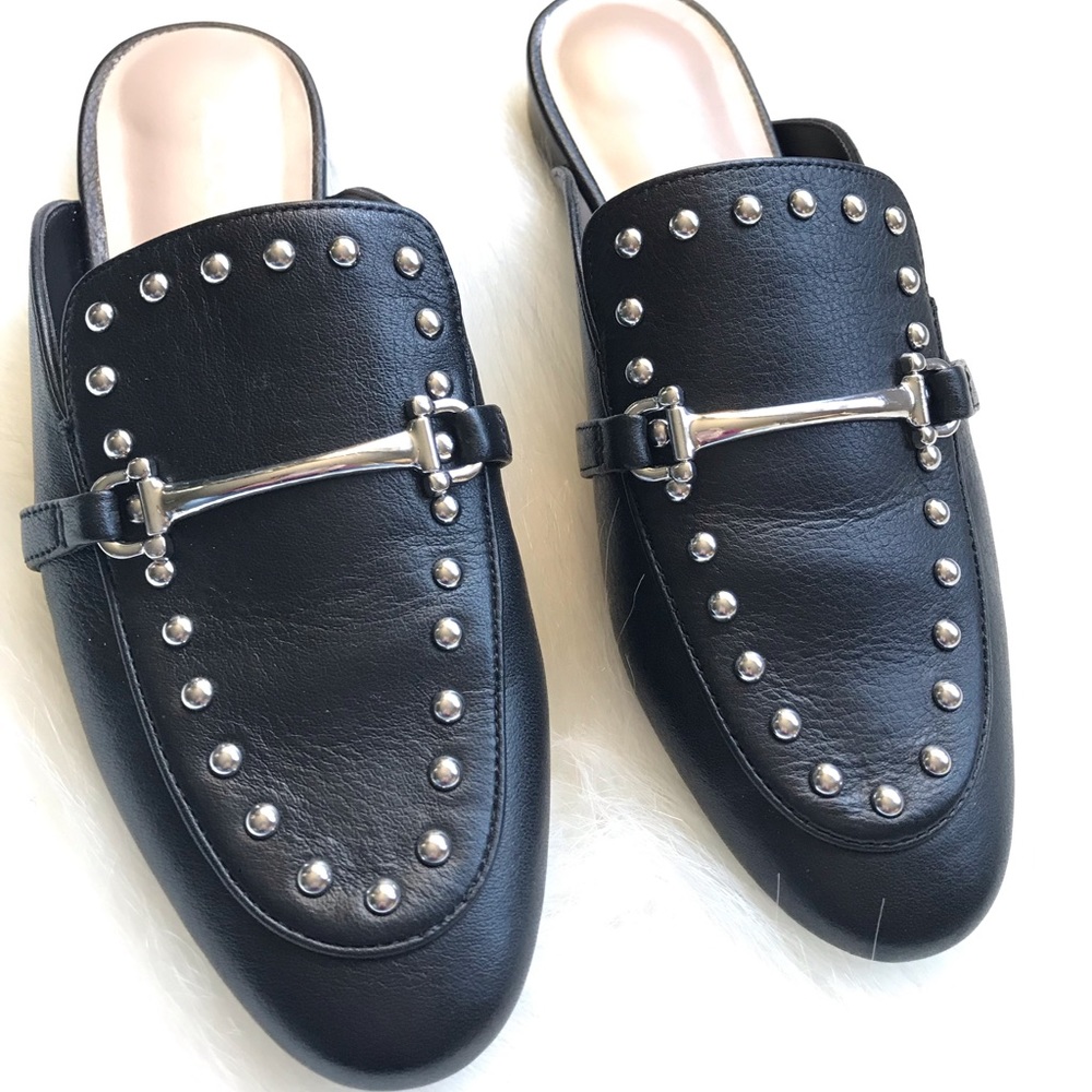 NEW Aldo Black Leather studded mules slides 7.5